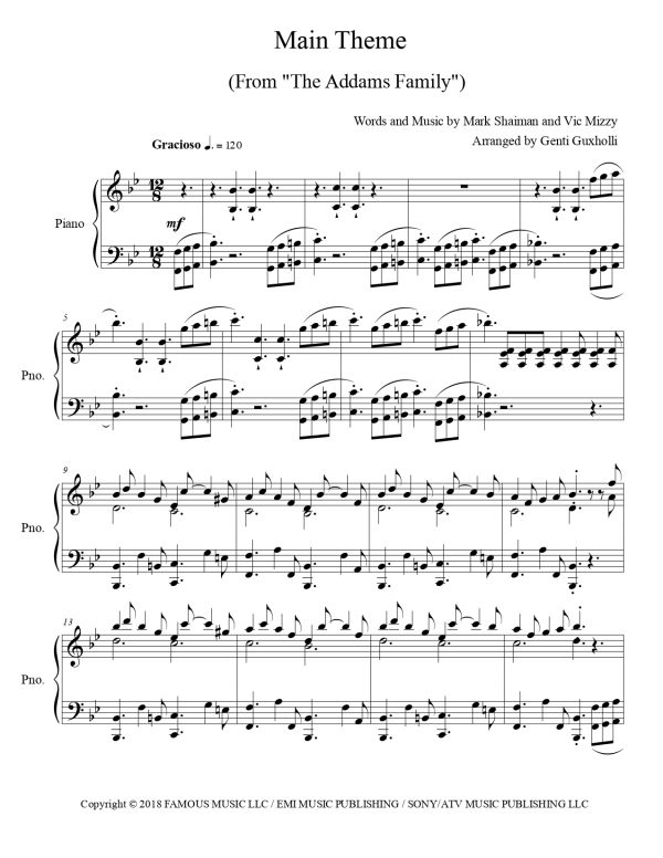 The Addams Family - Main Theme (Piano Solo) - Image 2