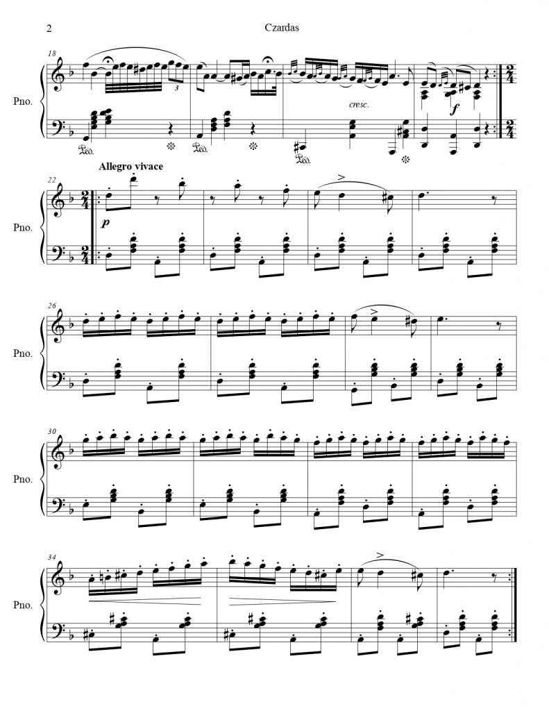 Spartito Czardas Per Saxofono Contralto E Pianoforte | Arrangiamento Di Massimo Picchioni - Foto 3