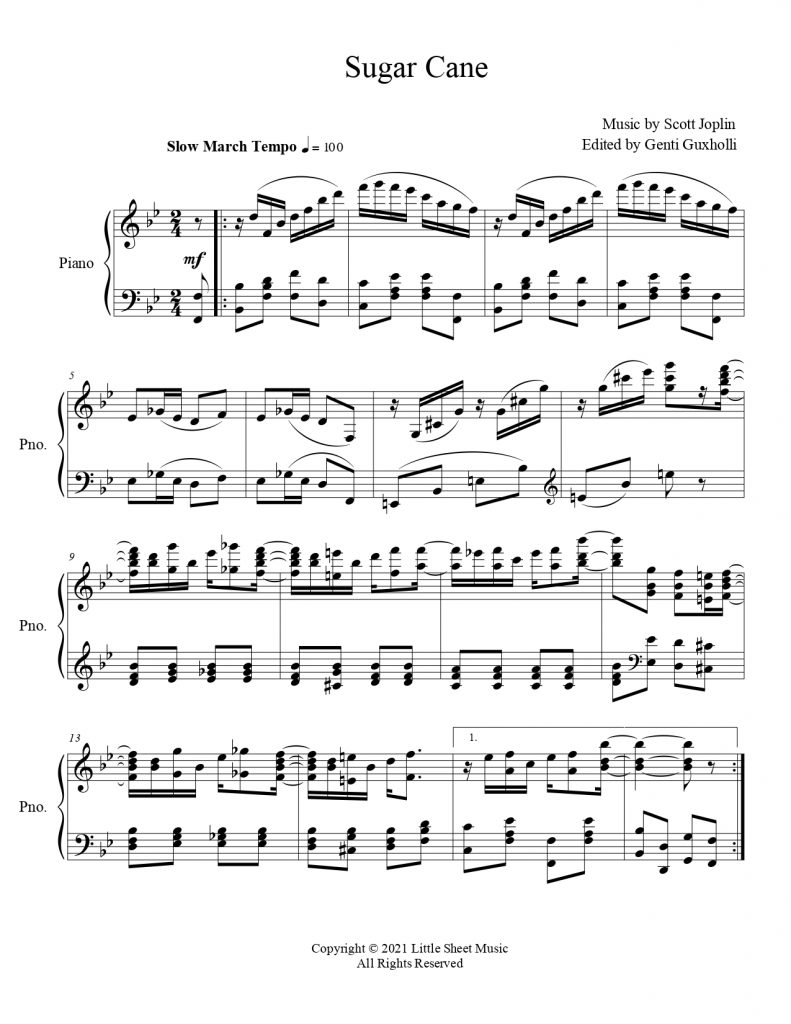 Scott Joplin Sugar Cane Littlesheetmusic