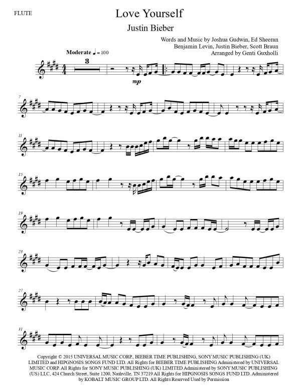 Justin Bieber - Love Yourself (Flute Solo) - Image 3