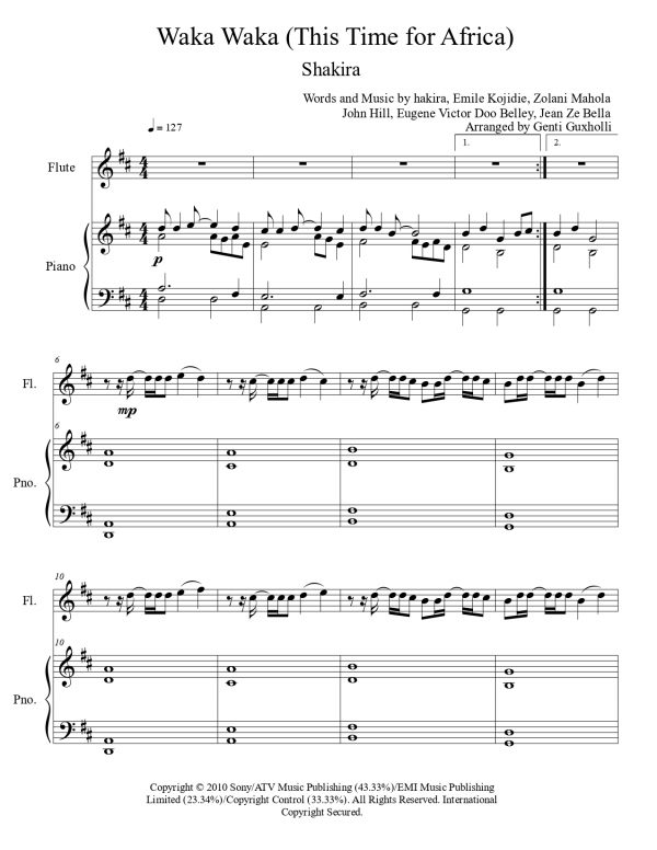Shakira - Waka Waka (This Time for Africa) (Flute Solo) - Image 2