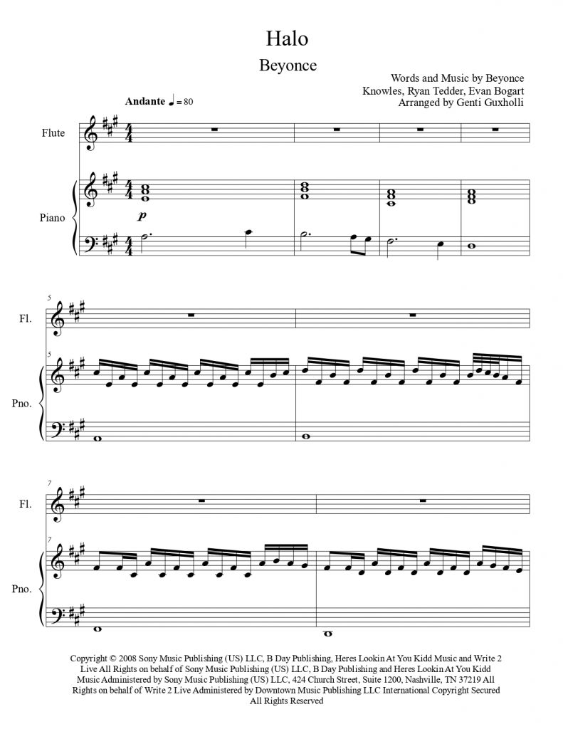 Beyonce Halo (Flute Solo) Littlesheetmusic