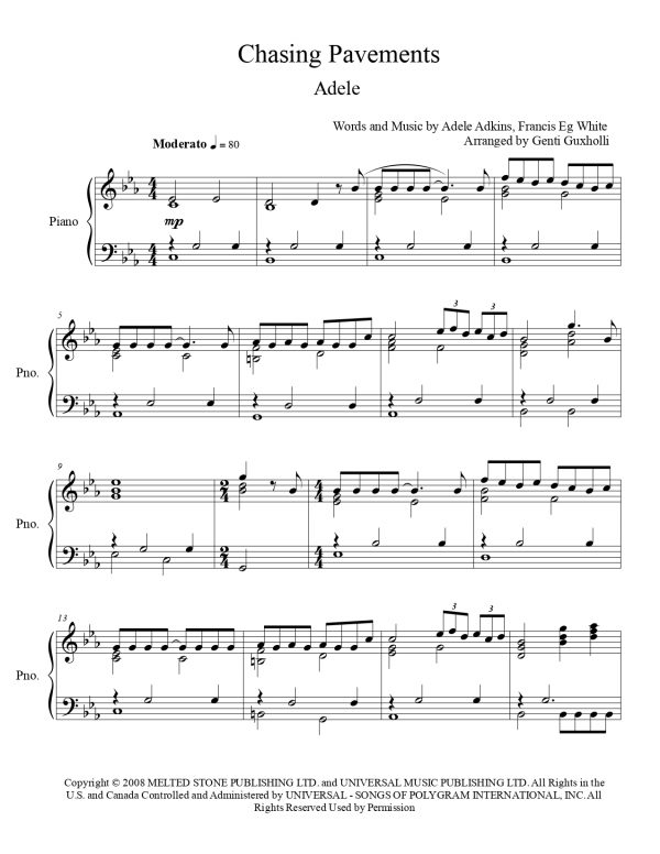 Adele - Chasing Pavements (Piano Solo) - Image 2