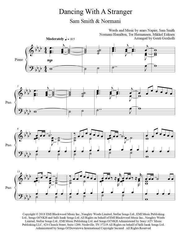Sam Smith & Normani - Dancing With A Stranger (Piano Solo) - Image 2