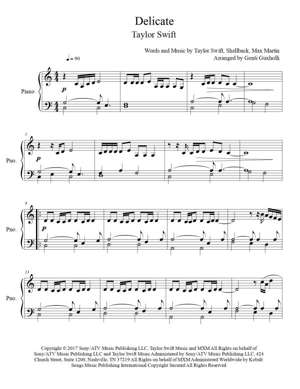 Taylor Swift - Delicate (Piano Solo) - Image 2
