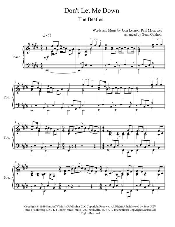 The Beatles - Don't Let Me Down (Piano Solo) - Image 2