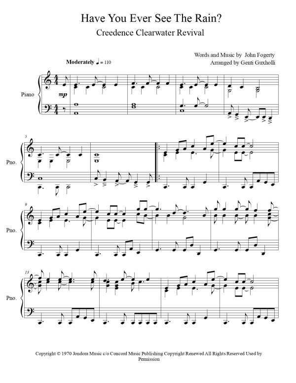 Creedence Clearwater Revival - Have You Ever See The Rain? (Piano Solo) - Image 2
