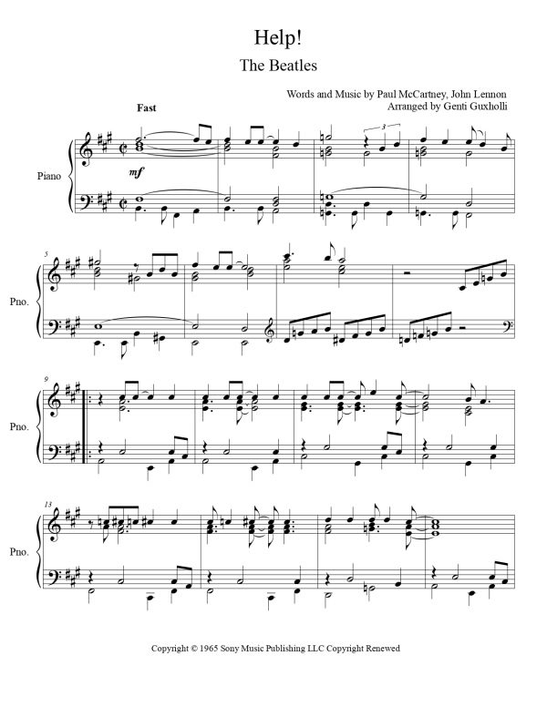 The Beatles - Help! (Piano Solo) - Image 2