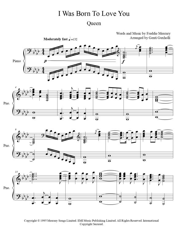 Queen - I Was Born To Love You (Piano Solo) - Image 2