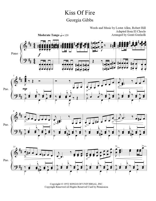 Georgia Gibbs - Kiss Of Fire (Piano Solo) - Image 2