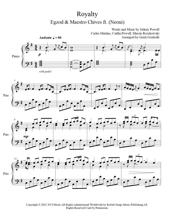 Egzod & Maestro Chives ft. Neoni - Royalty (Piano Solo) - Image 2