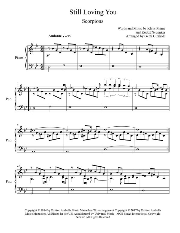 Scorpions - Still Loving You (Piano Solo) - Image 2
