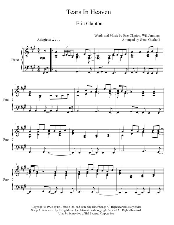 Eric Clapton - Tears In Heaven (Piano Solo) - Image 2