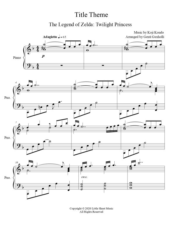 Title Theme - The Legend of Zelda: Twilight Princess (Piano Solo) - Image 2