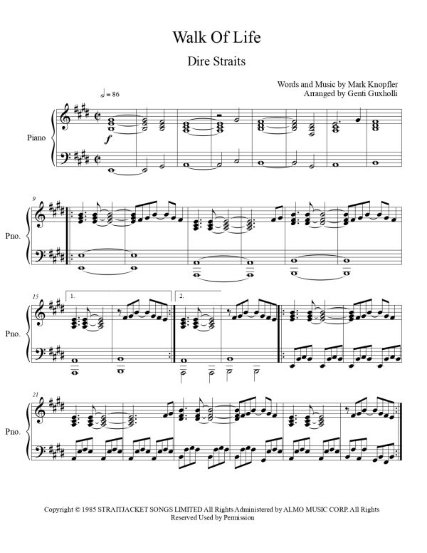 Dire Straits - Walk Of Life (Piano Solo) - Image 2