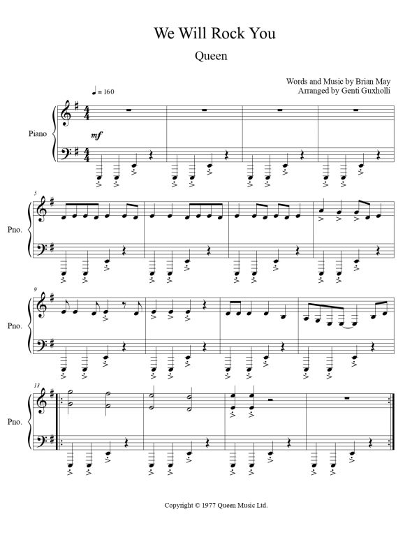 Queen - We Will Rock You (Piano Solo) - Image 2