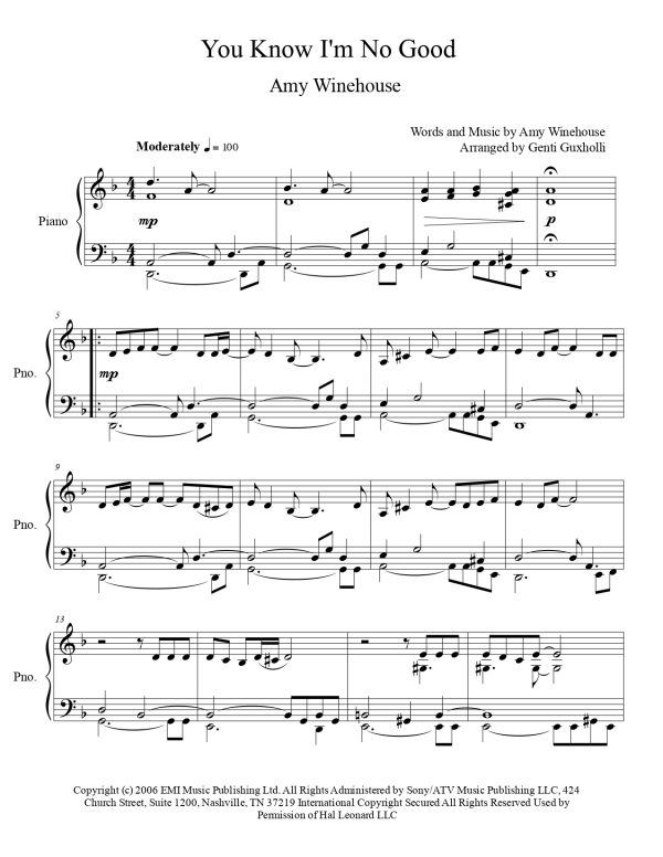 Amy Winehouse - You Know I'm No Good (Piano Solo) - Image 2