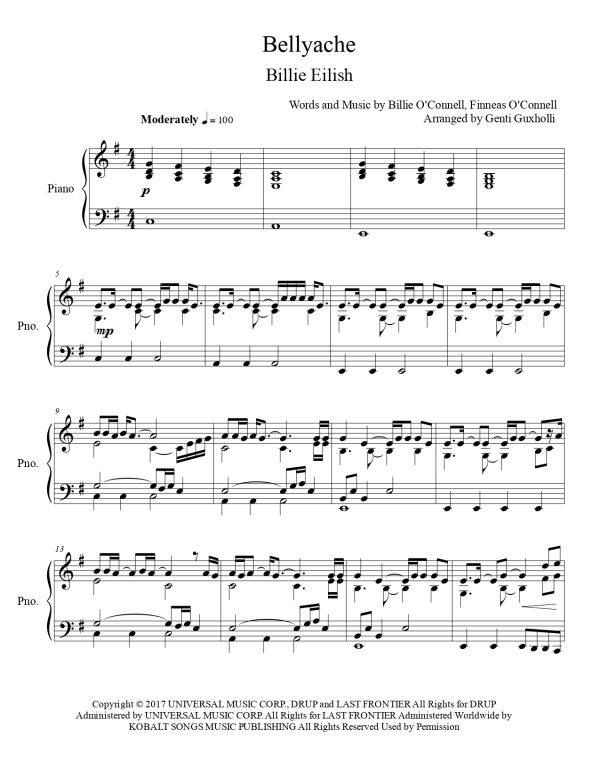 Billie Eilish - Bellyache (Piano Solo) - Image 2