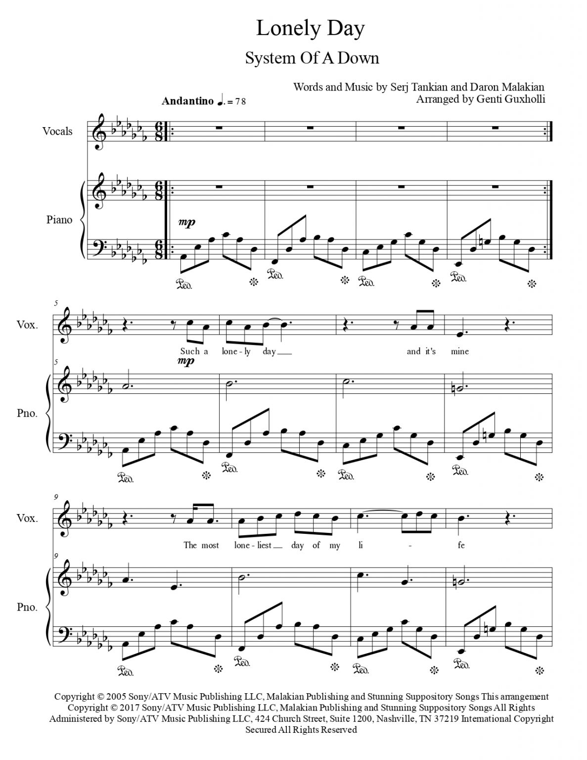 system of a down lonely day караоке
