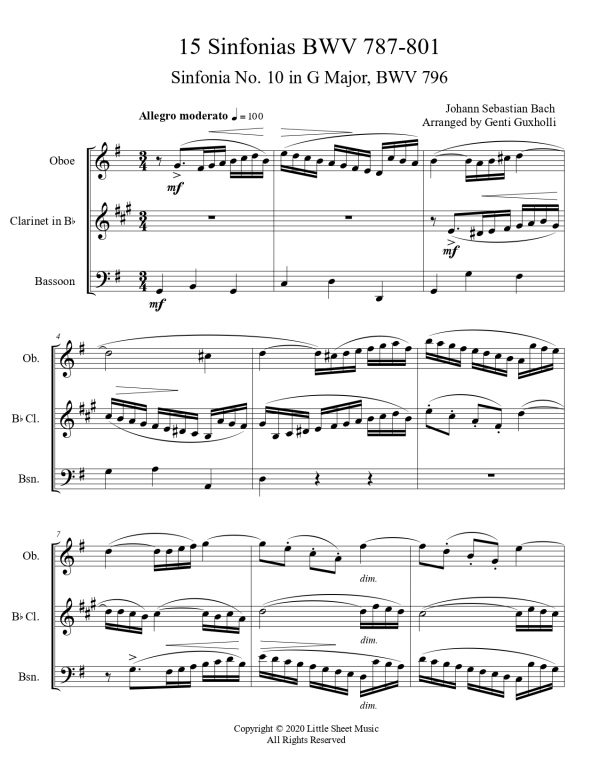 Johann Sebastian Bach - Sinfonia No. 10, BWV 796 (Woodwind Trio) - Image 2