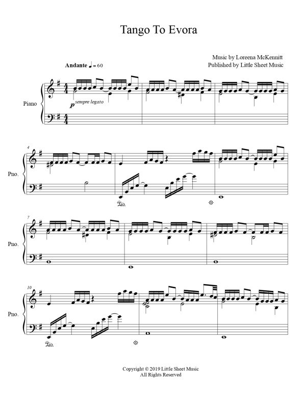 Loreena McKennitt - Tango To Evora (Piano Solo) - Image 2