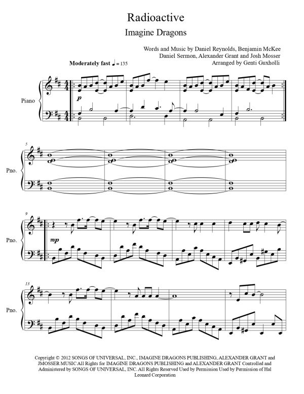 Imagine Dragons - Radioactive (Piano Solo) - Image 2