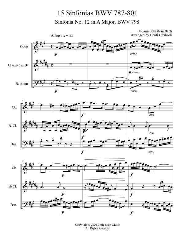 Johann Sebastian Bach – Sinfonia No. 12, BWV 798 (Woodwind Trio) - Image 2