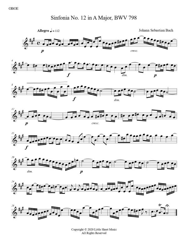 Johann Sebastian Bach – Sinfonia No. 12, BWV 798 (Woodwind Trio) - Image 3