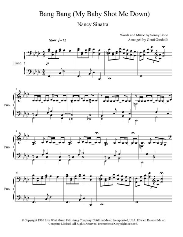 Nancy Sinatra - Bang Bang (My Baby Shot Me Down) (Piano Solo) - Image 2