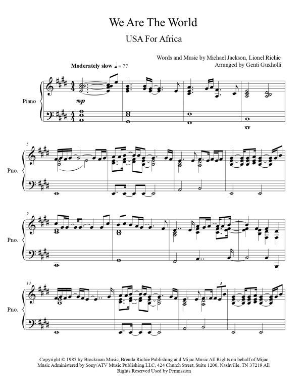 USA for Africa - We Are The World (Piano Solo) - Image 2