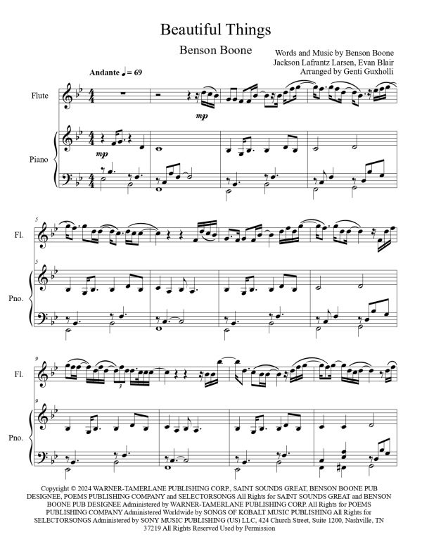 Benson Boone - Beautiful Things (Flute Solo) - Image 2