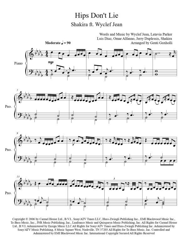 Shakira ft. Wyclef Jean - Hips Don't Lie (Easy Piano) - Image 2