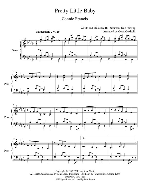 Connie Francis - Pretty Little Baby (Piano Solo) - Image 2