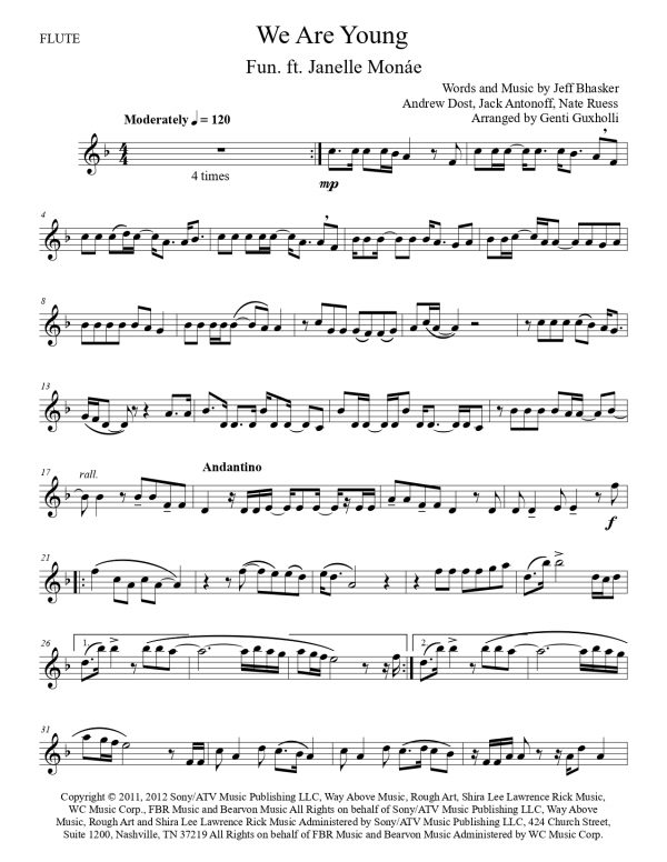 Fun. ft. Janelle Monáe - We Are Young (Flute Solo) - Image 3