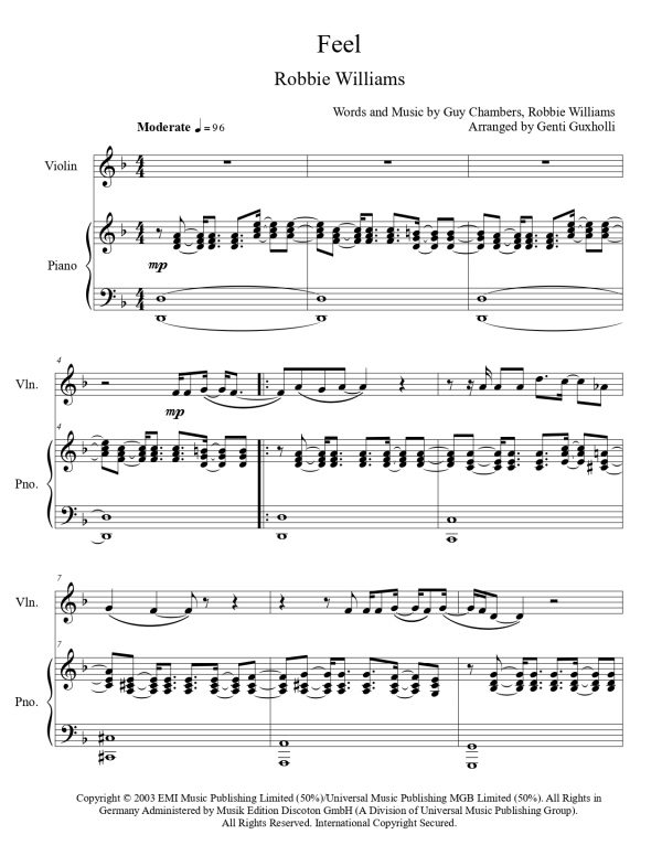 Robbie Williams - Feel (Violin and Piano) - Image 2