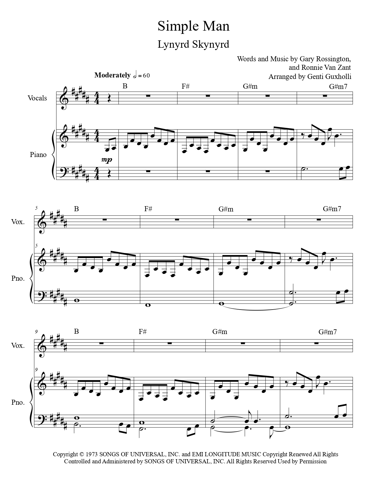 Lynyrd Skynyrd - Simple Man (Piano & Vocal) - Image 2