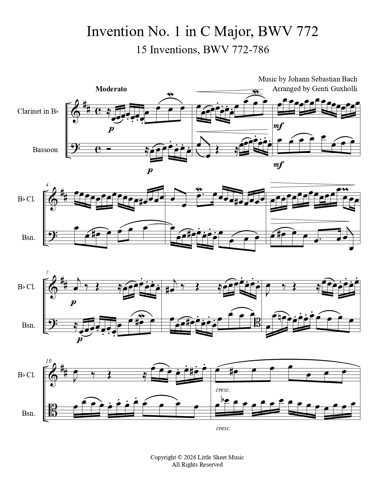 Johann Sebastian Bach - Invention No. 1, BWV 772 (Woodwind Duet) - Image 2