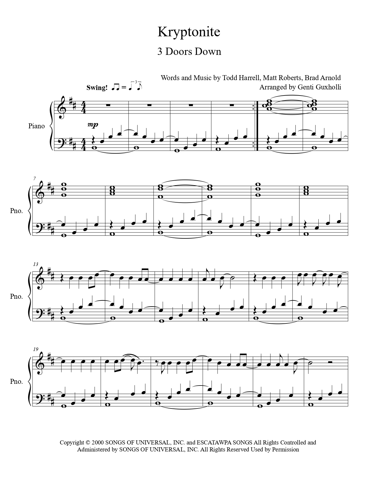 3 Doors Down - Kryptonite (Piano Solo) - Image 2
