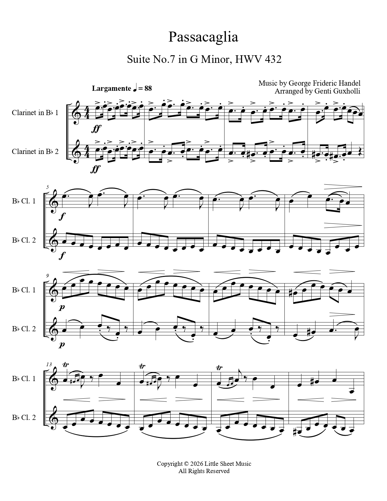 George Frideric Handel - Passacaglia (Clarinet Duet) - Image 2